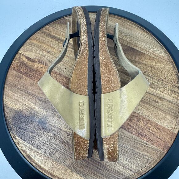 Birkentstock Gizeh Gold Birko Flor Thong Sandal Shoe Toe Post Women's Size 8 - Picture 6 of 8
